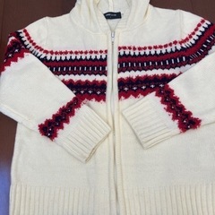 コムサ白ニットパーカー　美品　Lサイズの画像