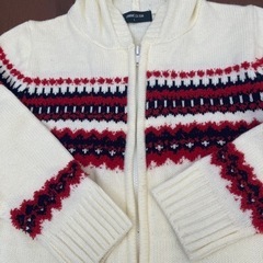 コムサ白ニットパーカー　美品　Lサイズの画像