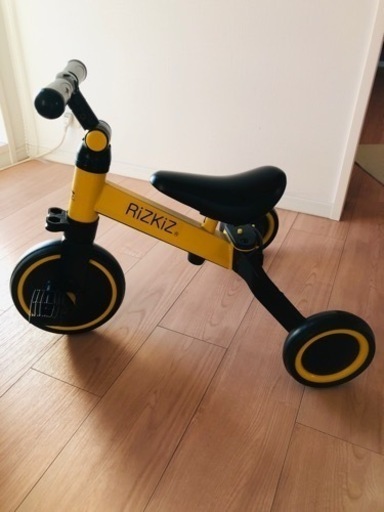 RiZKiZ 2in1 折たたみ三輪車 二輪車 【イエロー】 2WAY 1