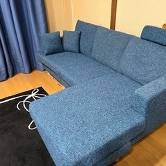 LOWYA 3人掛け　カウチソファ　ネイビー　【取りに来れる方限定】