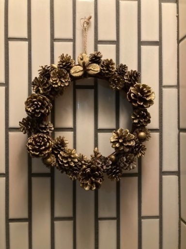 クリスマス　リース　松ぼっくり　どんぐり　ハンドメイド