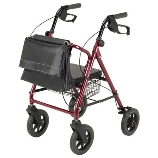 【歩行器　歩行車】マキテック歩行丸 (バッグ付) ワインレッド