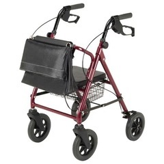【歩行器　歩行車】マキテック歩行丸 (バッグ付) ワインレッドの画像