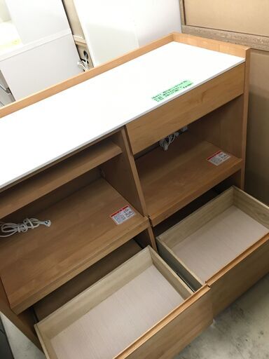 値下げしました!! 堀田木工 キッチンカウンター  レンジ台 アンアン 幅120cm アルダー 無垢材 人工大理石（石目）間仕切り 国産 日本製 レンジ台 天然木 キッチン 家電収納 120カウンター おしゃれ 堺市 石津【ジャングルジャングルサカイ石津店】