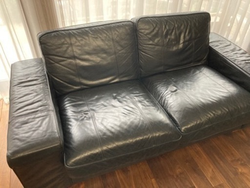 (お話中)再値下げ☆IKEAレザーソファ中古
