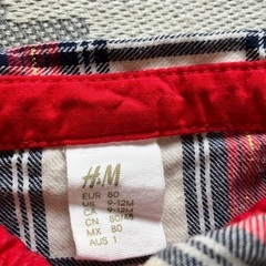 【H&M】赤系チェック 赤ちゃん向けシャツワンピの画像
