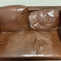ソファ　合皮　ダークブラウンの画像
