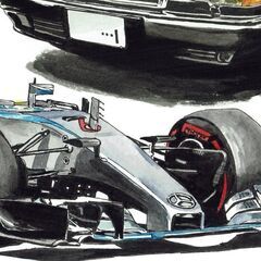 GC-229 Mベンツ500E/F1限定版画 直筆サイン 額装済●作家 平右ヱ門 GC-229 メルセデスベンツ500E/F1 限定版画 直筆サイン有 額装済