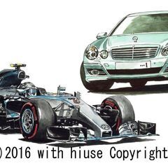 GC-230ベンツ500E/F1限定版画 直筆サイン 額装●作家 平右ヱ門 GC-230 メルセデスベンツ500E/F1 限定版画 直筆サイン有 額装済