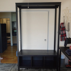 ハンガーラック+収納（黒）　分解可能　IKEA　4年前購入　無料でお譲り致します。の画像