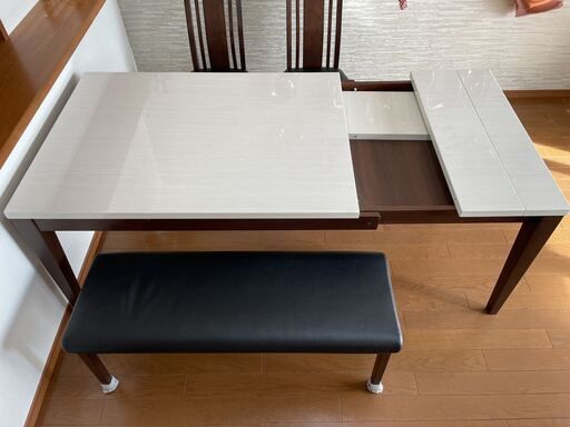 12/15限定★ ダイニングテーブル　伸長式・椅子セット　②