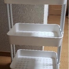 キッチンワゴン　白　ホワイト① キャスター付き