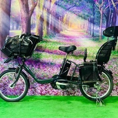 ❷ 4644子供乗せ電動自転車パナソニック3人乗り新品20インチ良好バッテリー