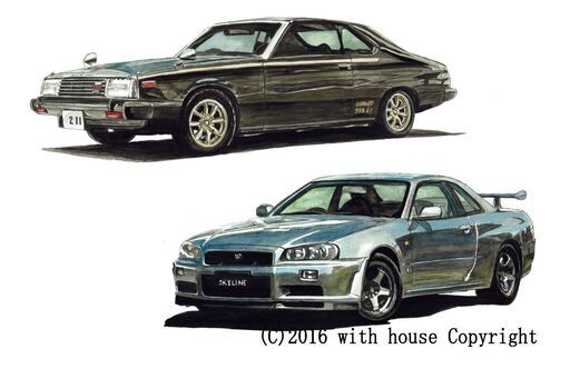 NC-260 スカイラインGT-R 限定版画 直筆サイン有 額装済 作家 平右ヱ門