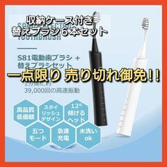 電動歯ブラシ 6本替えブラシ 収納ケース付き 防水 歯間 歯石除...