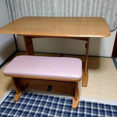 折りたたみ式ダイニングテーブル　ベンチ付きの画像