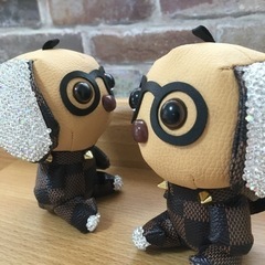 ドクターワンちゃん ダミエ ストラップ付Dリング付 ハンドメイドぬいぐるみの画像