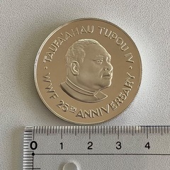 トンガ　国連環境保護組織創立25周年大型記念銀貨の画像