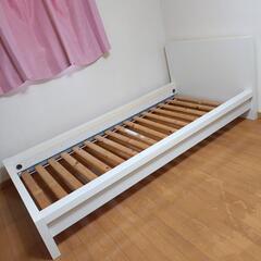 シングル　ベッドフレーム　すのこあり　ホワイトの画像