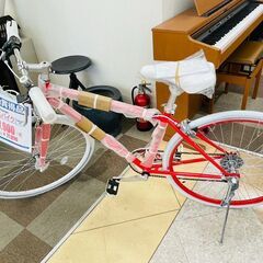 🚴1年保証!!未使用!! 21Technology(21テクノロジー) クロスバイクシマノ製6段変速ギア レッド×ホワイト🚴  