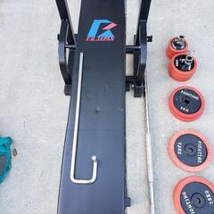 F.R.JAPAN トレーニングベンチ バーベル /ファイティングロード 重り合計40kg ハードベンチ 筋トレ 腹筋台

の画像