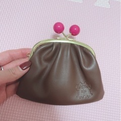 【新品未使用】ハピンズ　ねこがまぐち財布（茶色×濃ピンク）