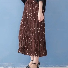 新品 マジェスティック レゴン プリントワッシャー スカート 花柄 ブラウンの画像