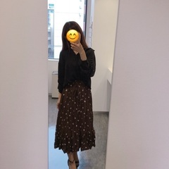 新品 マジェスティック レゴン プリントワッシャー スカート 花柄 ブラウンの画像