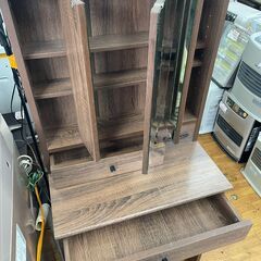 リサイクルショップどりーむ鹿大前店　No３４８７　ドレッサー　化粧台　ブラウン　状態良好♪　イス付き♪　コンパクト♪　の画像