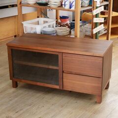 R001)【美品】無印良品 MUJI AVラック 天然木 ウォールナット材 オーク