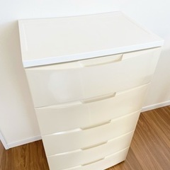 ワイドチェスト　収納チェスト　５段　ホワイト　衣装ラック　衣装ケース　タンスの画像
