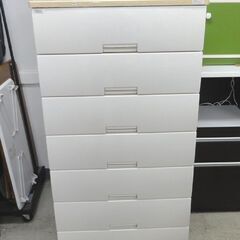 美品 プラチェスト 幅75.5cm×高さ143cm 7段 タンス 収納家具 チェスト Fits 衣類収納 ホワイト 札幌市 中央区