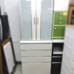 ニトリ 食器棚 2枚扉 キッチンボード 幅80.5cm×高さ206cm カップボード 引き出し4段 キッチン収納 収納家具 ホワイト NITORI 札幌市 中央区