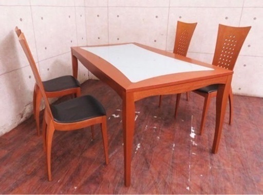 イタリア製　最高級　本革ハイバック　ダイニングセット