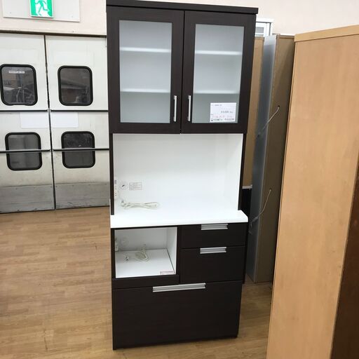 ★ジモティ割あり★ ニトリ 食器棚 ダリア 80KB DBR ダークブラウン H200×W80×D42 クリーニング済み KJ1141