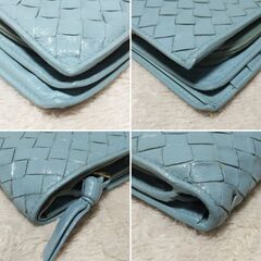ボッテガヴェネタ BOTTEGAVENETA 折財布 イントレチャート 水色系