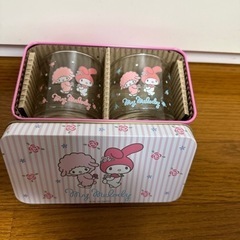 未使用　缶入りマイメロディグラス2個サンリオ