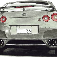 NC-261 GT-R R34/R35限定版画 直筆サイン額装●作家 平右ヱ門 NC-261 スカイラインGT-R R34/R35 限定版画 直筆サイン有 額装済