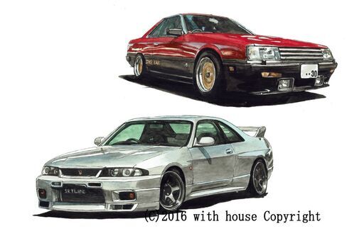 NC-265 スカイラインGT-R R33/RS 限定版画 直筆サイン有 額装済 作家 平右ヱ門