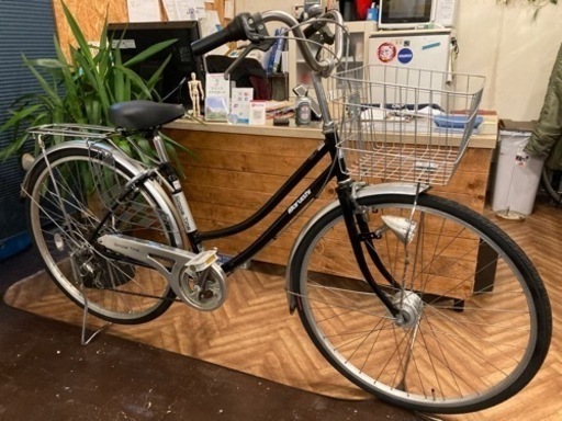 【LEDオートライト】6段変速　27インチ自転車　ブラック