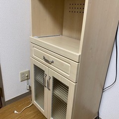 中古キッチン　レンジ台収納棚　ナチュラル色の画像
