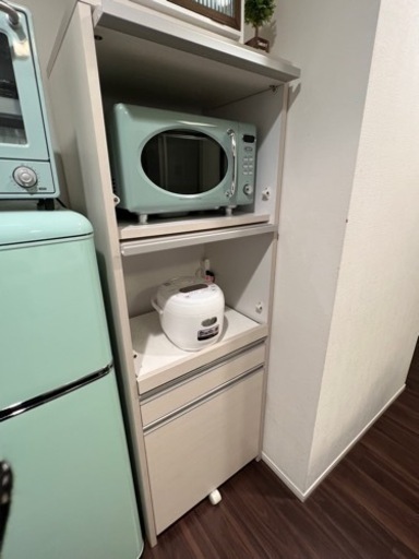 目隠し家電収納レンジ台（ダストボックス付き）