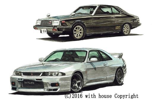 NC-266 スカイラインGT-R R33/ジャパン 限定版画 直筆サイン有 額装済 作家 平右ヱ門