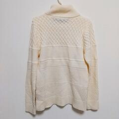 【美品 70%OFF】Cook jeans メンズ ケーブル編み タートルネック セーター M オフホワイトの画像