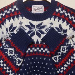 【 ウールリッチ　ノルディック　セーター 】 WOOLRICH ネイビー　総柄　の画像