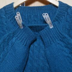 【 ケーブルニット　セーター 】　ターコイズ　厚手　ニット　ブルー　青系の画像