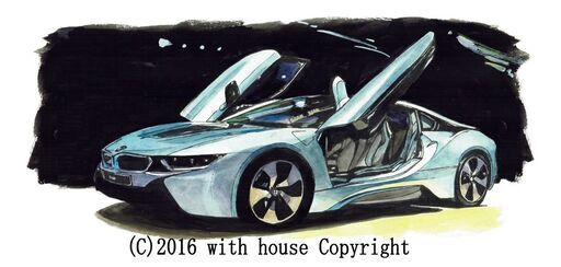 GC-237 BMW i8 限定版画 直筆サイン有 額装済 作家 平右ヱ門