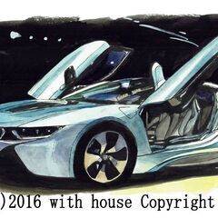 GC-237 BMW i8限定版画 直筆サイン有 額装済●作家 平右ヱ門 GC-237 BMW i8 限定版画 直筆サイン有 額装済 作家 平右ヱ門
