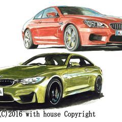GC-240 BMW M6/M4クーペ 限定版画 直筆サイン有 額装済 作家 平右ヱ門