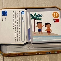 中古品 せかいいっしゅうかるた 缶ケース入りの画像